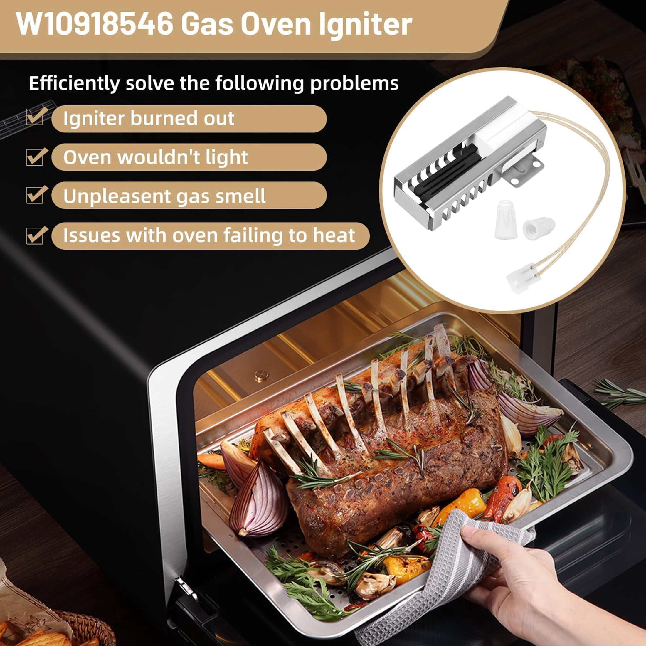 Upgraded W10918546 Gas Range Oven Igniter for Whirlpool Amana Replaces AP6037202 PS11770066 EAP11770066 W10140611 3186491 W10918546VP