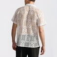 thumbnail image 6 of Mens Floral Lace Shirt See Through Casual Button Down Shirts, 6 of 9