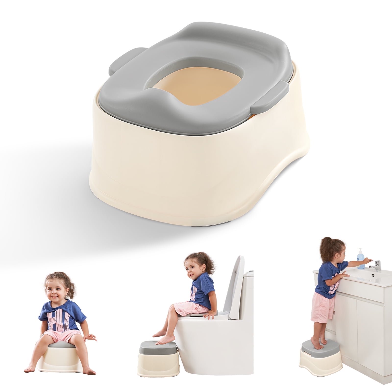 RONBEI 3-in-1 Potty Training Toilet, Kids Potty Training Toilet and Step Stool, Potty Training Chair for Boy Girls, Potty Training Kit
