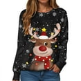thumbnail image 4 of TTUHYWXI 2025 Womens Ugly Christmas Sweatshirt Funny Cute Xmas Tree Reindeer Snowman Tops Long Sleeve Crewneck Sweater (Black, XXL), 4 of 5