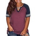 thumbnail image 2 of Vergoodr Womens Plus-Size Tops Raglan V Neck T Shirts Striped Short Sleeve Tunics, 2 of 4