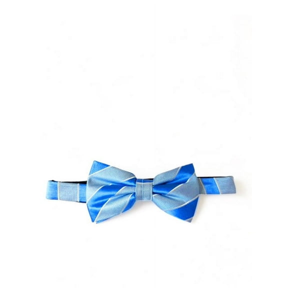 Light Blue Striped Silk Bow Tie
