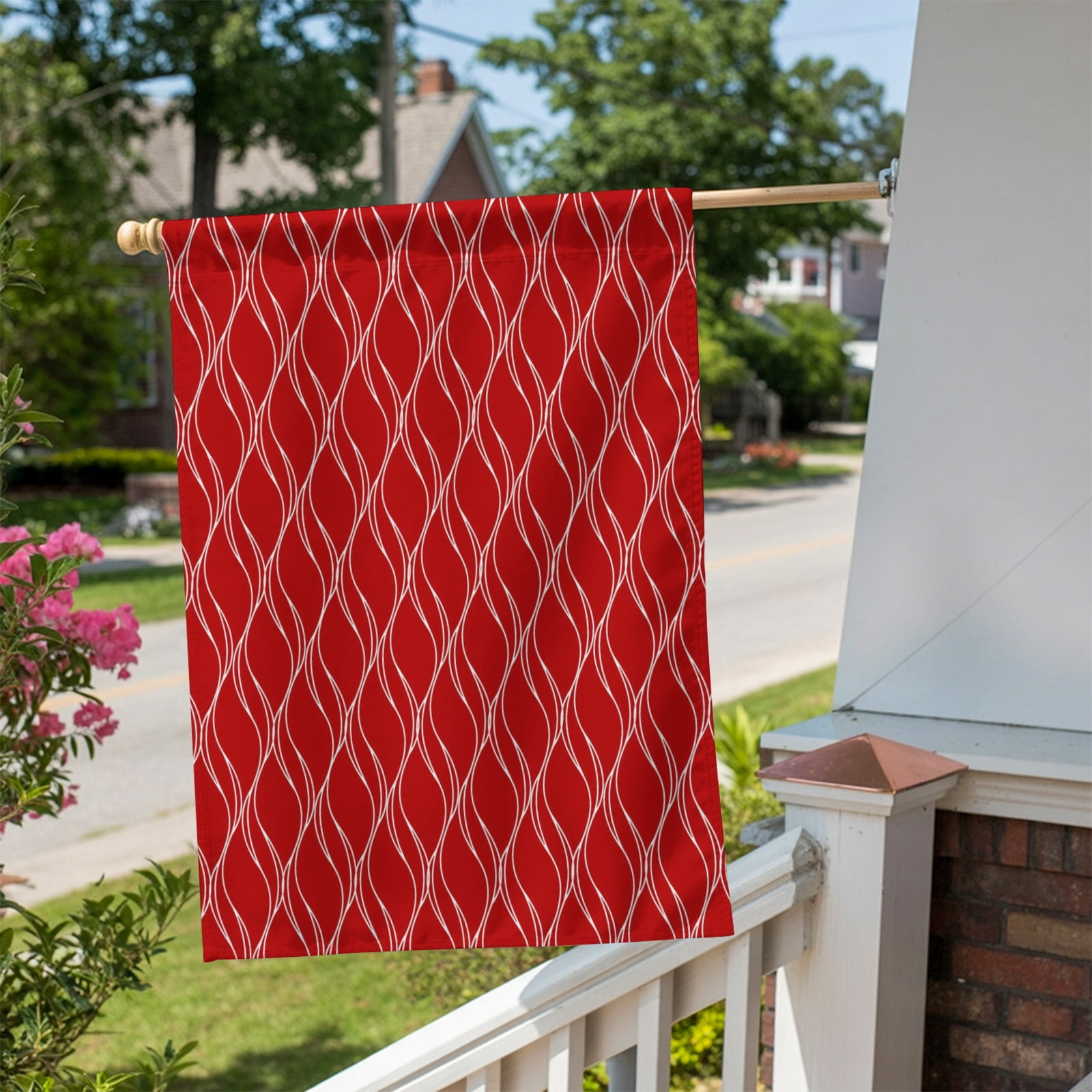 Red Stripes Lines House Flag 28 x 40 Inches, Abstract Waves Striped Classic Weather Proof Outdoor Patio Flags Double Sided Small House Decoration for Yard Lawn Outside Home