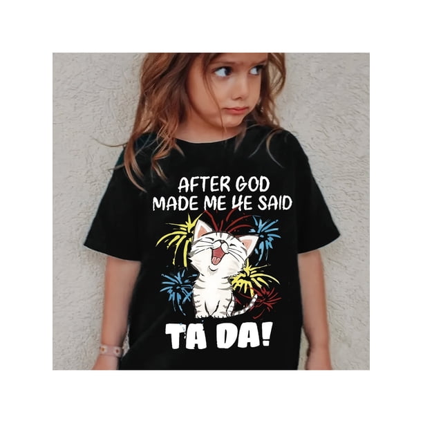 1pc Girls Cute Kitten Print T-Shirt, Crew Neck, Short Sleeves, Casual Comfort Fit, animal Pattern Knit Top, Suitable for Spring Summer Fall, Cute Style, Regular Fit, Spring Summer Fall