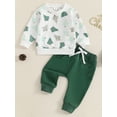 thumbnail image 2 of Suealasg Christmas Toddler Baby Boys Outfit Long Sleeve Christmas Tree Print Sweatshirts Long Pants 6M 1T 2T 3T Kids Boys 2Pcs Fall Winter Clothes, 2 of 8