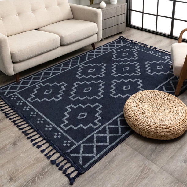 Well Woven MENA Dark Blue Southwestern Medallion Area Rug