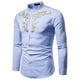 thumbnail image 2 of Camisas de Vestir de Cuello de Banda de Manga Larga Con Bordado Floral Casual Para Hombres Odeerbi  ODB-6, 2 of 9