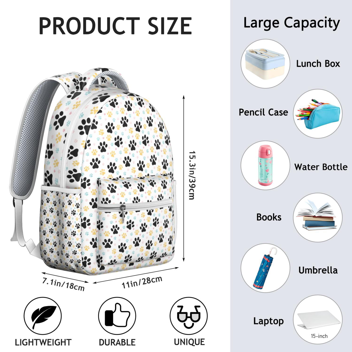 "Cute Dog Design Backpack for School & Travel - Waterproof Lightweight Laptop Bag, Trendy College Backpack for Pet Lovers, Multiple Pockets for Students Professionals"