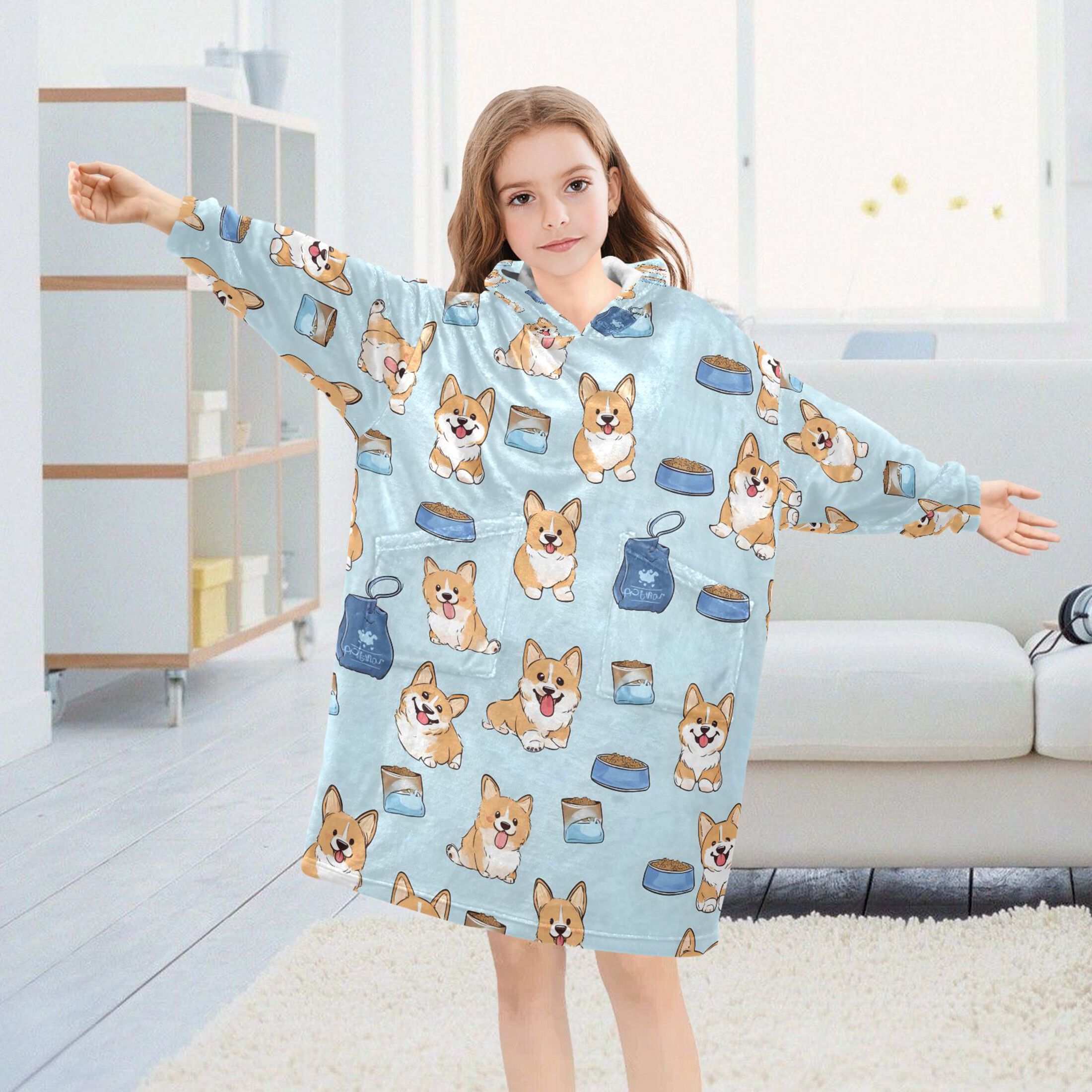 joogoo Wearable Blanket Hoodie for Cute Puppy Dogs Oversized Sherpa Hooded 3-14 YR M