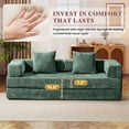thumbnail image 4 of Timbernest 76.8" Folding Sofa Bed, King Size Convertible Sleeper Sofa with 2 Pillows, Chenille Floor Sofa for Living Room, Small Spaces, Dark Green, 4 of 14
