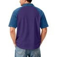 thumbnail image 3 of GrmtClth Mens Polo Shirts Casual Patchwork Denim Tops Colorblock Collared Golf Shirt Short Sleeve Comfy Workout Baseball Tee Royal Blue XXXL, 3 of 5