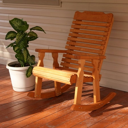 Amish Heavy Duty 600 Lb Classic Pressure Treated Rocking Chair (Cedar Stain)