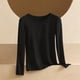 thumbnail image 4 of Pijama de manga larga para mujer, moda de otoño e invierno, ropa de abrigo, camisa de manga larga, camisa fina, ropa interior ajustada, blusa de poliéster para mujer, 4 of 4