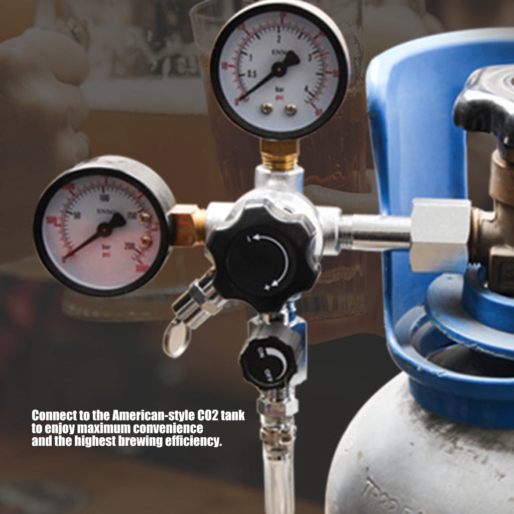 CO2 Regulator Valves 5/16in Regulator Draft Beer Machine Double Stage Carbon Dioxide Pressure Reducing Valves Stainless