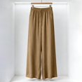 thumbnail image 5 of Endives Women's Baggy Linen Pants Wide Leg Pants Basics Elastic Waist Comfortable Quick Drying Soft Pant Streetwear Beach Khaki, 5 of 5