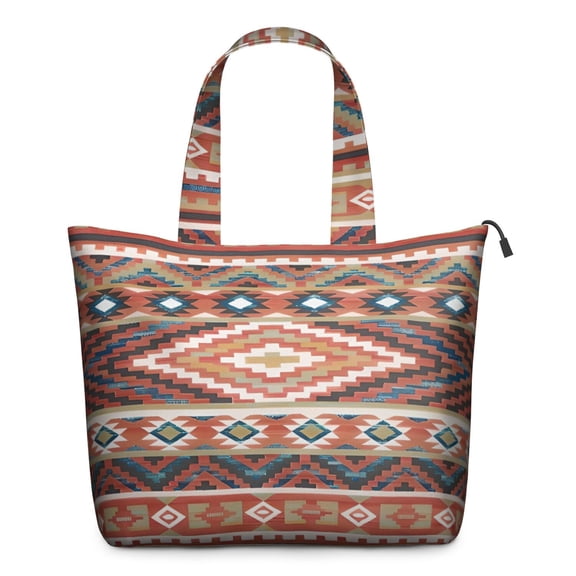 Boho Red Southwestern Ethnic Pattern Travel Tote Bags for Women Carry On,Large Weekender Bags for Women Travel,Multi Functional Duffle Bag for Work,Shopping,Sports