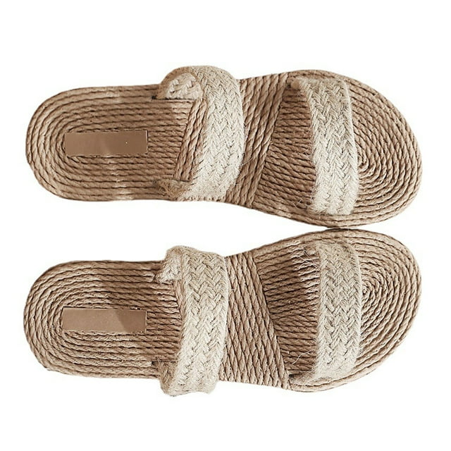 IDEANATEGRATE 1Par Zapatillas De Paja Simulada Beige Cómodas Y Elegantes Para Y Casa