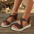thumbnail image 3 of Pandaie Wedge Sandals for Women Dressy Platform Summer Espadrille Ankle Strap Comfortable Womens Shoes with Arch Support Coffee,9.5, 3 of 9