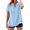 Light Blue, variant on Summer Shirts for Women Casual V Neck Short Sleeve Hooded Blouse Solid Color Loose Comfy Tops, Black S