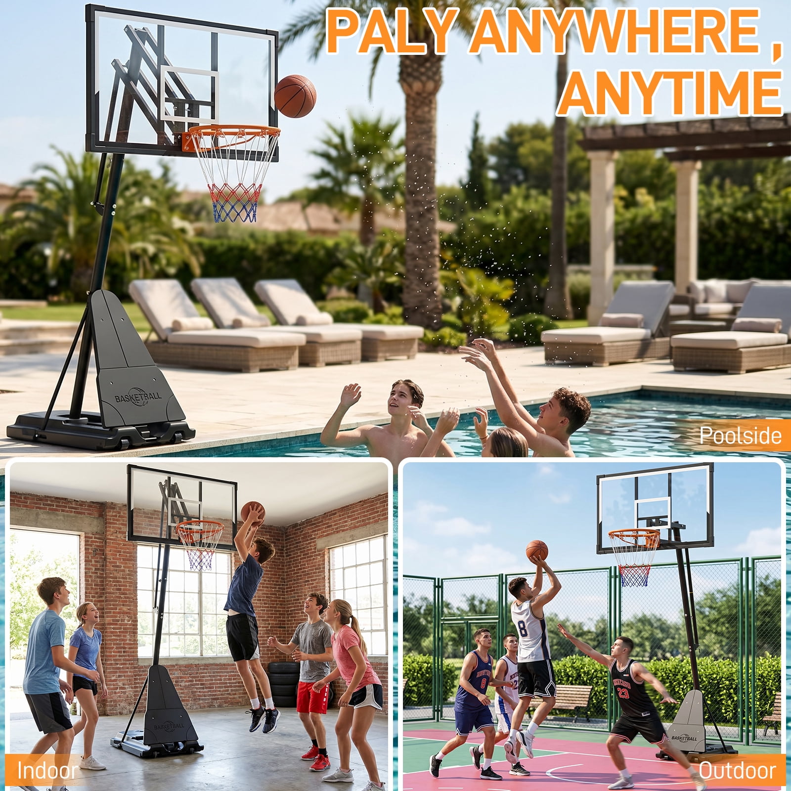 Ktaxon 48in Portable Basketball Hoop Outdoor, 4.5-10FT Adjustable Height, Free Sandbag, Basketball Goal System for Youth and Adults