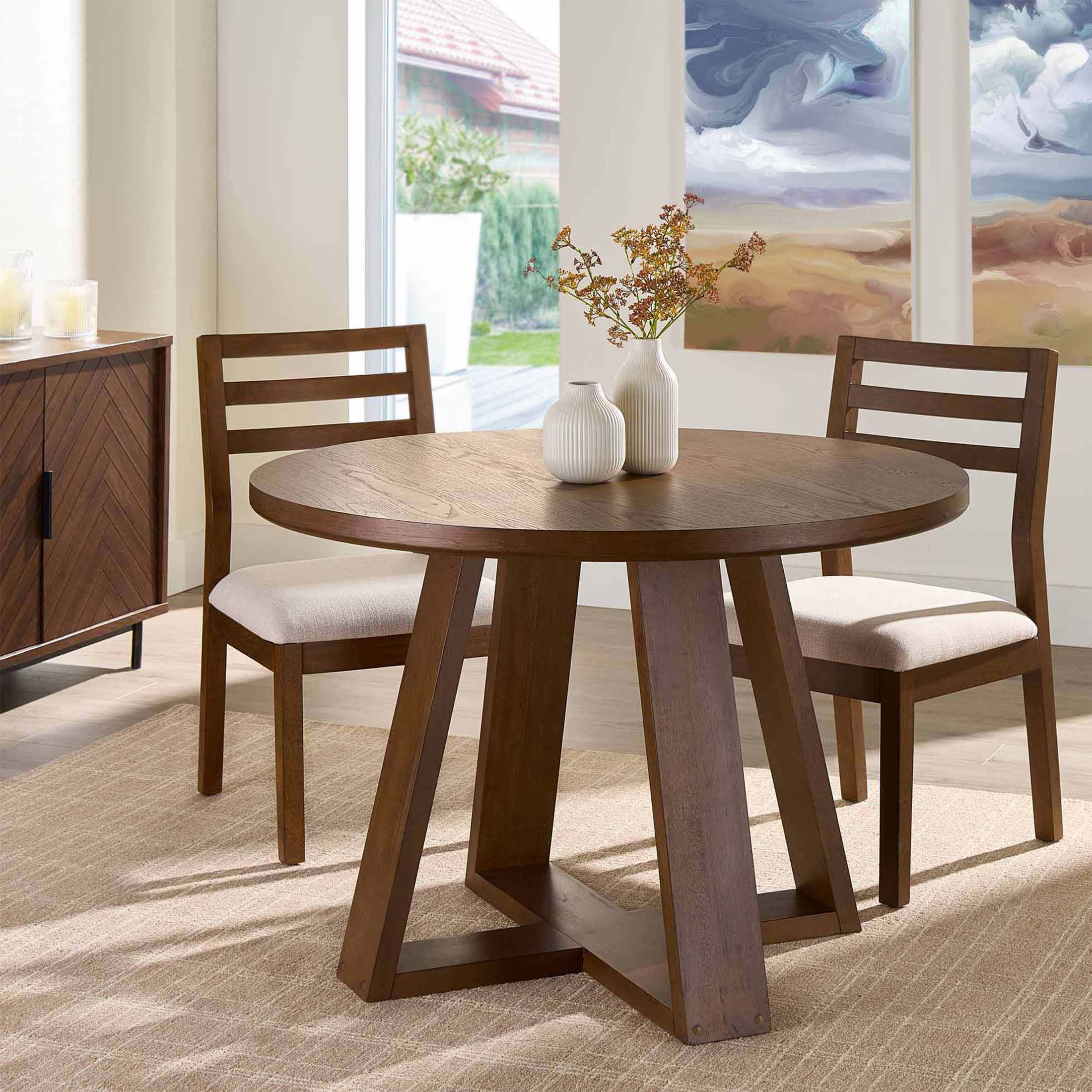 Better Homes & Gardens Ezra Dining Chair, Walnut and Cream, Set of 2