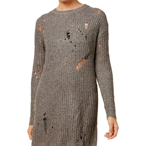 Planet Gold Womens Ripped Pullover Sweater, Grey, Juniors, Medium