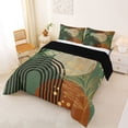 thumbnail image 2 of Castle Fairy Boho Tropical Leaf Full Size Comforter Sets 3 Pieces for Boys, Geometric Art Bedding Sets for Bedroom, Green Brown,Black Reversible, 2 of 6