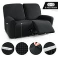 thumbnail image 2 of Loveseat Reclining Slipcover Solid Couch Covers Furniture Sofa Protector Black, 2 of 9