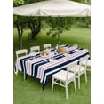 thumbnail image 5 of 54x80 Inch Outdoor Tablecloth with Umbrella Hole Zipper Rectangle Navy Blue Pink Striped Rectangular Tablecloths Outside Waterproof Gradient Horizontal Lines Patio Table Cloth Cover for Picnic Party, 5 of 8