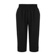 thumbnail image 3 of frariair ​Breathable Linen Blend Capri Pants For Women Pull On Comfort Waist Loose Fit Beach To Market Casual Wear​ Black, 3 of 8
