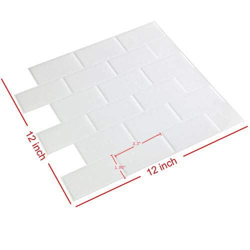 Art3d 10-Sheet Peel and Stick Tile Backsplash for Kitchen in Subway Design 11.8"x11.8" Warm White Tile (10-Pack)