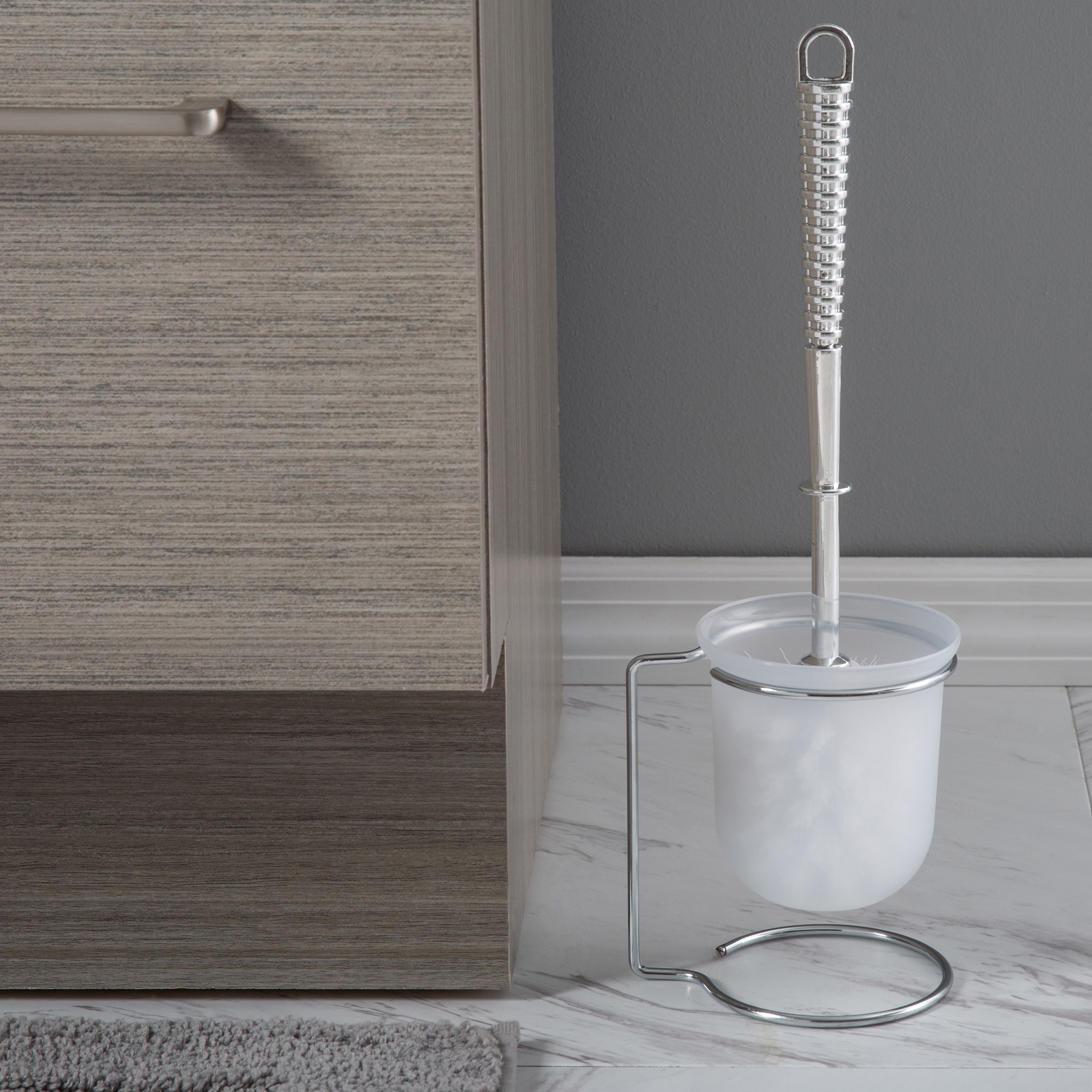 Toilet Bowl Brush, Clear/Chrome