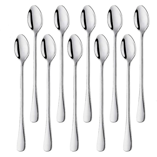 Latte Spoons, 10 Long Handled Spoons, Stainless Steel Teaspoons Teaspoon Ideal