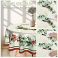 thumbnail image 6 of Christmas Holly Round Tablecloth Winter Snowflake Wrinkle Resistant Table Cloth Xmas Red Bird Decor Table Cover for Winter Holiday Home Kitchen Picnic Party 60 Inch, 6 of 8