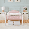 thumbnail image 2 of Yaheetech Graceful Scroll Metal Platform Bed Twin Bed with Headboard and Footboard, White, 2 of 9