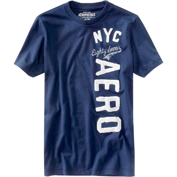 Aeropostale Nyc Camiseta gráfica para hombre, azul, grande