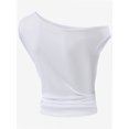 thumbnail image 4 of Women One Shoulder Ruched Crop Tank Tops Casual Off The Shoulder Twist Strap Summer Tanks Tops Going Out Crop Shirts, 4 of 5
