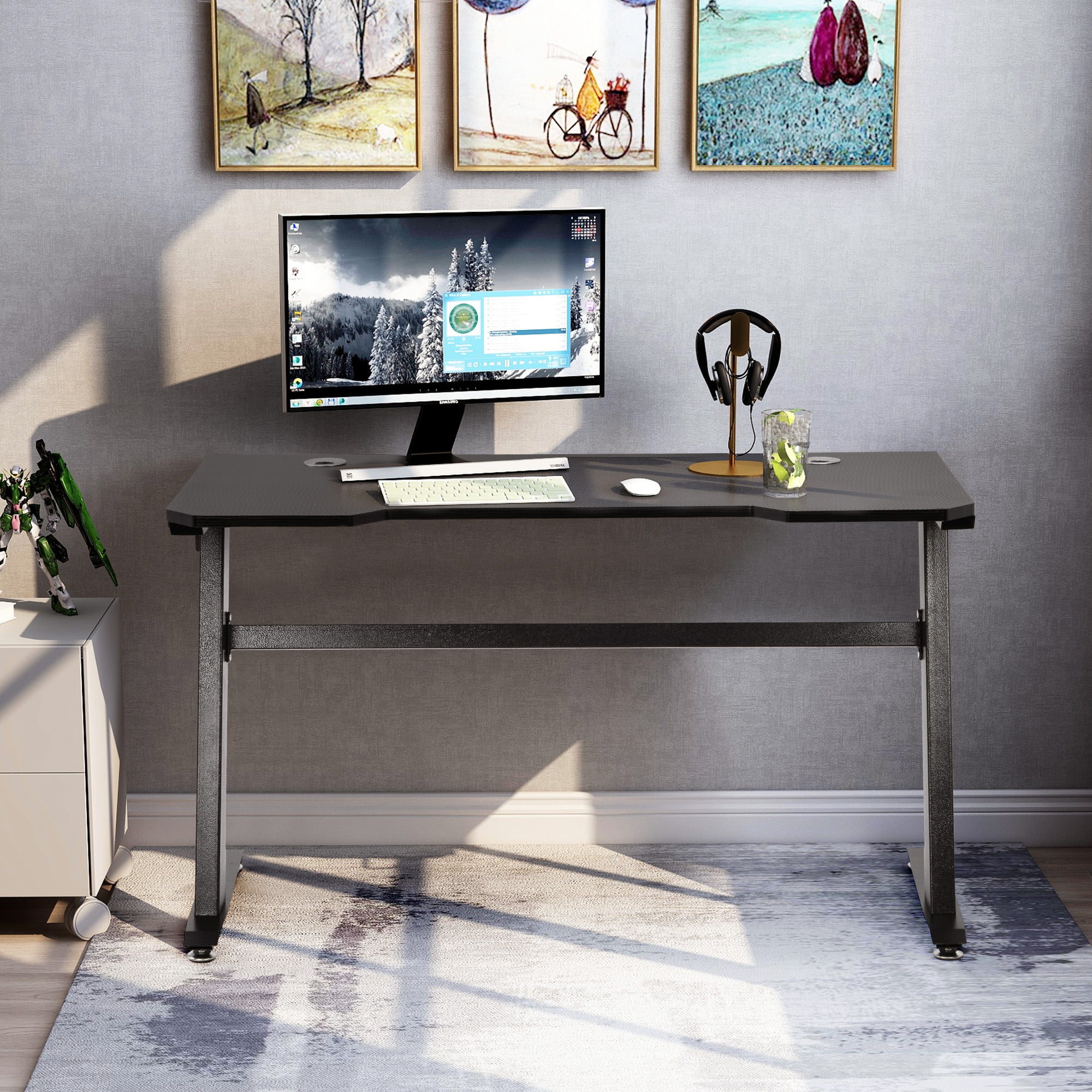 Details about   47” K-Shaped Gaming Desk Home Office Desk w/ Large Monitor Stand Office PC Desk 