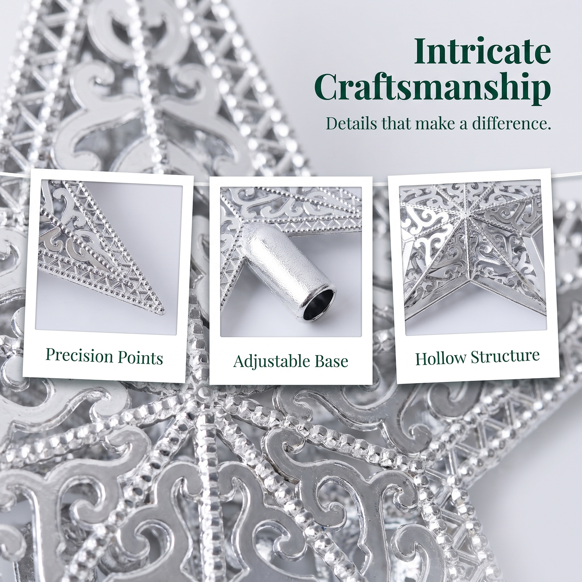 Unique Bargains Openwork Astral Motif Adjustable Invisible Canopy Accents Silver 3.9"