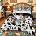 thumbnail image 3 of meiyoeat Alphabet Initial M Queen Comforter Set For Boys,Ancient Leopard Cow Print Comforter Sets Queen,Black Reversible,3-Piece,1 Comforter And 2 Pillowcases, 3 of 7