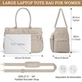 thumbnail image 4 of Teacher Tote Bag 15.6 inch Laptop Bag for Women, Work Bags Nurse Bible Bag Quilted Lightweight Laptop Tote Computer Briefcase for School Travel Office College, Beige, 4 of 7