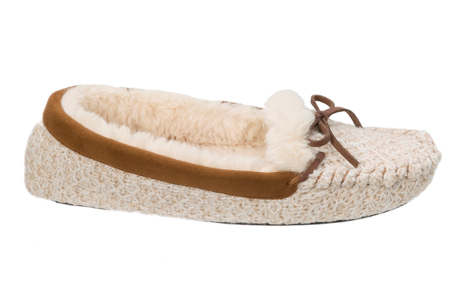Dearfoams Women's Mixed Material Moccasin Slippers