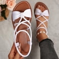 thumbnail image 2 of Yyuenw Women Flock Flat Sandals Crisscross Straps Open Toe Ankle Strap Summer Casual Walking Shoes, 2 of 9