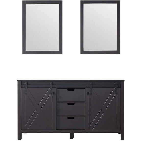 Lexora Home Marsyas 60" Double Vanity with Mirrors in Brown