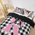 thumbnail image 3 of Catabedysis Black Gingham Print Duvet Cover Queen,Plaid Monogrammed R Design Queen Bedding For Girls,Black Reversible,3 Pieces,1 Duvet Cover and 2 Pillowcases, 3 of 6