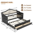 thumbnail image 7 of Twin Size Daybed with Trundle, Upholstered Wooden Sofa Bed with 2 Storage Drawers and Button Tufted Backrest, for Living Room, Bedroom, Guest Room, Black, 7 of 7