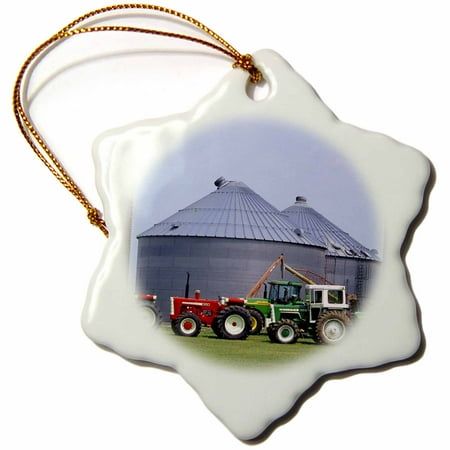 3dRose Farm, vintage tractor collection, Wisconsin - US50 DFR0002 - David R. Frazier, Snowflake Ornament, Porcelain, 3-inch