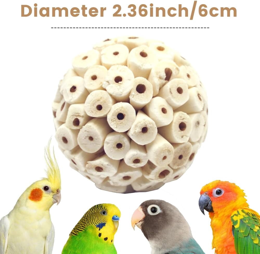 4PCS Bird Toys Sola Balls 2.36'' - Bird Foraging Toy, Sola Atta Ball, Parrot Chew Shred Toy for Sharpening Claws & Beaks for Cockatiel, Parakeets, Conure, Love Birds, Budgie and Small Birds