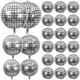 thumbnail image 1 of 24 globos de bola de discoteca de diferentes tamaños: globos de discoteca grandes 4D de 10 pulgadas, 15 pulgadas, 18 pulgadas, 22 pulgadas, globos redondos metálicos plateados surtidos para decoración, 1 of 5