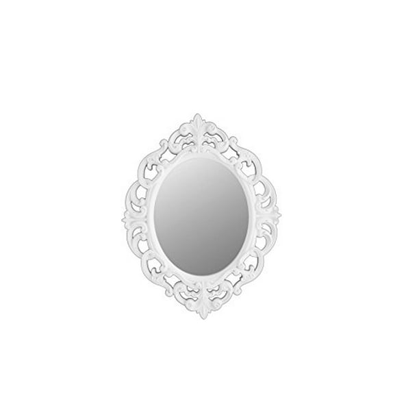 White Oval Vintage Wall Mirror, White Vintage Mirror